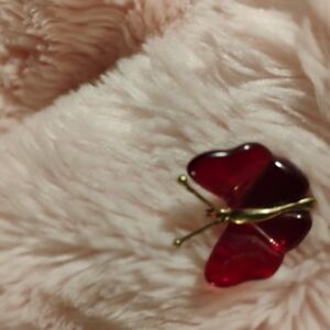 Elegant Red Butterfly Brooch